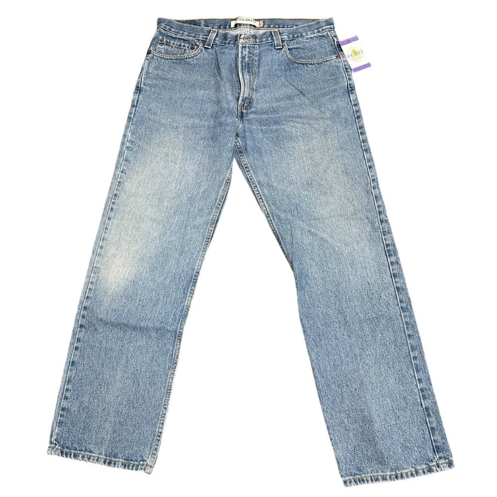 Levi Strauss Men 36x32 505 Blue Denim Jeans Straight Leg Regular Fit 100% Cotton